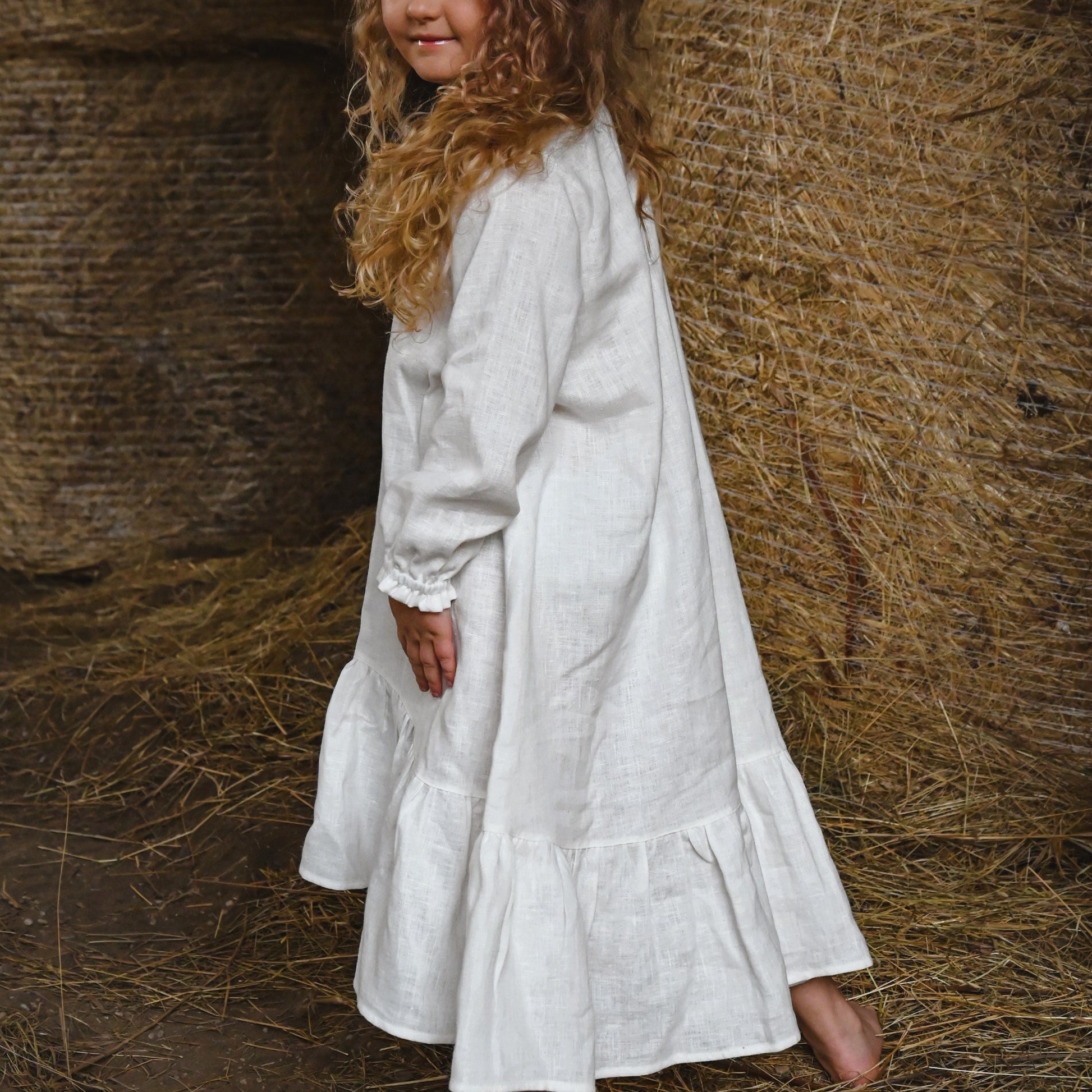 White flower girl dress