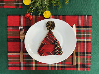 Linen Napkins & Placemats CHRISTMAS TARTAN, Set of 2