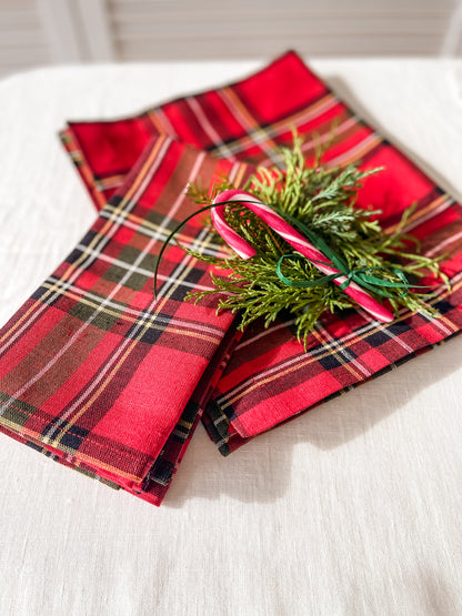 Linen Napkins & Placemats CHRISTMAS TARTAN, Set of 2