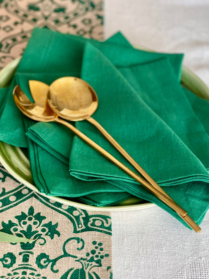 Green Linen Napkins, Set of 2