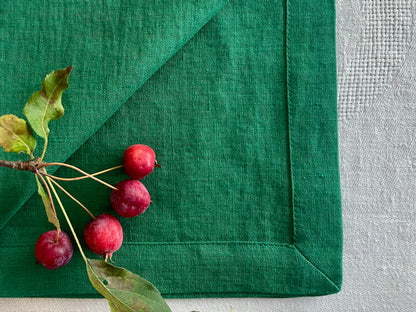 Green Linen Napkins, Set of 2