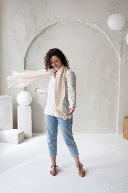 Lightweight linen scarf LIGHT SAND