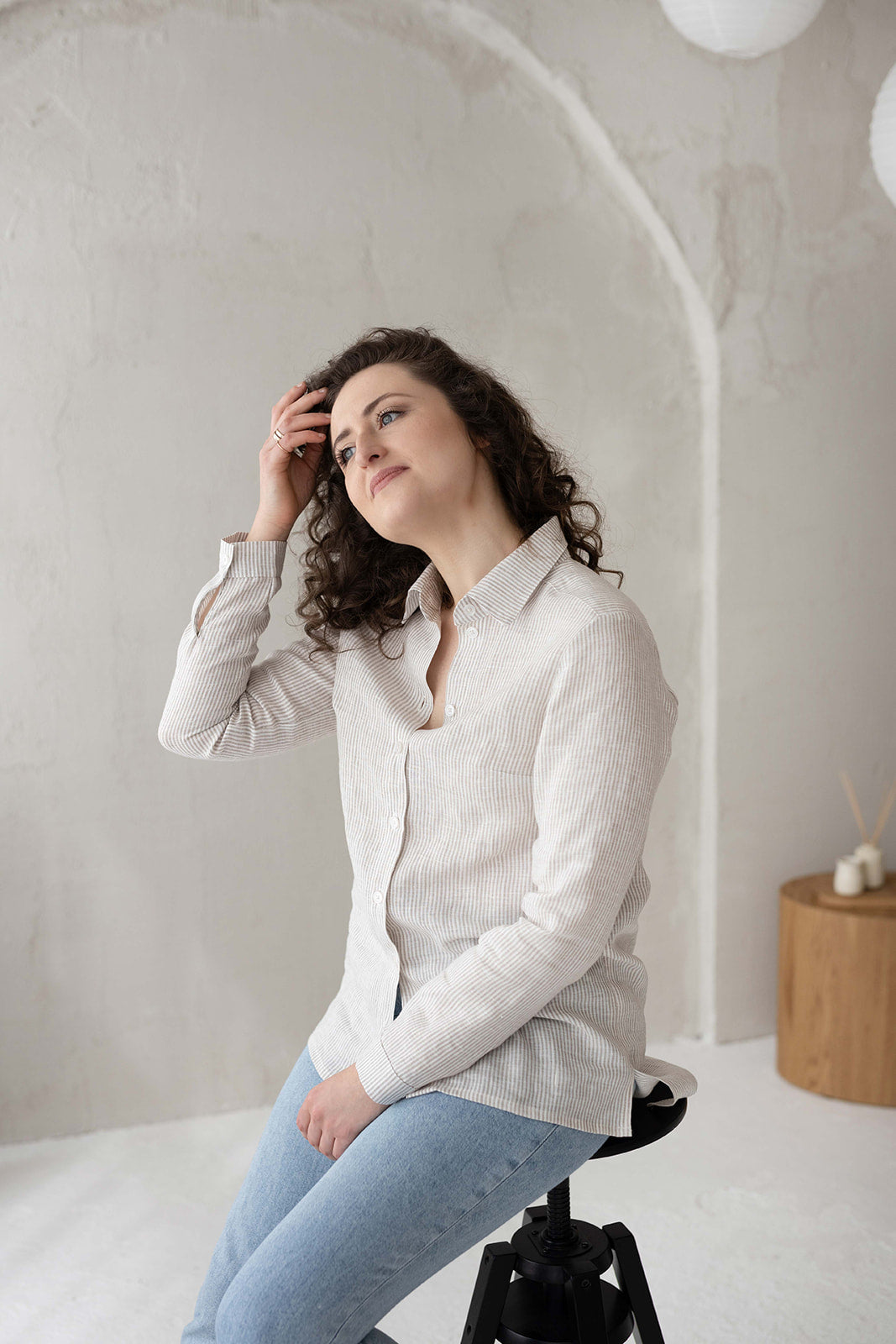 Women linen tunic shirt, Natural flax