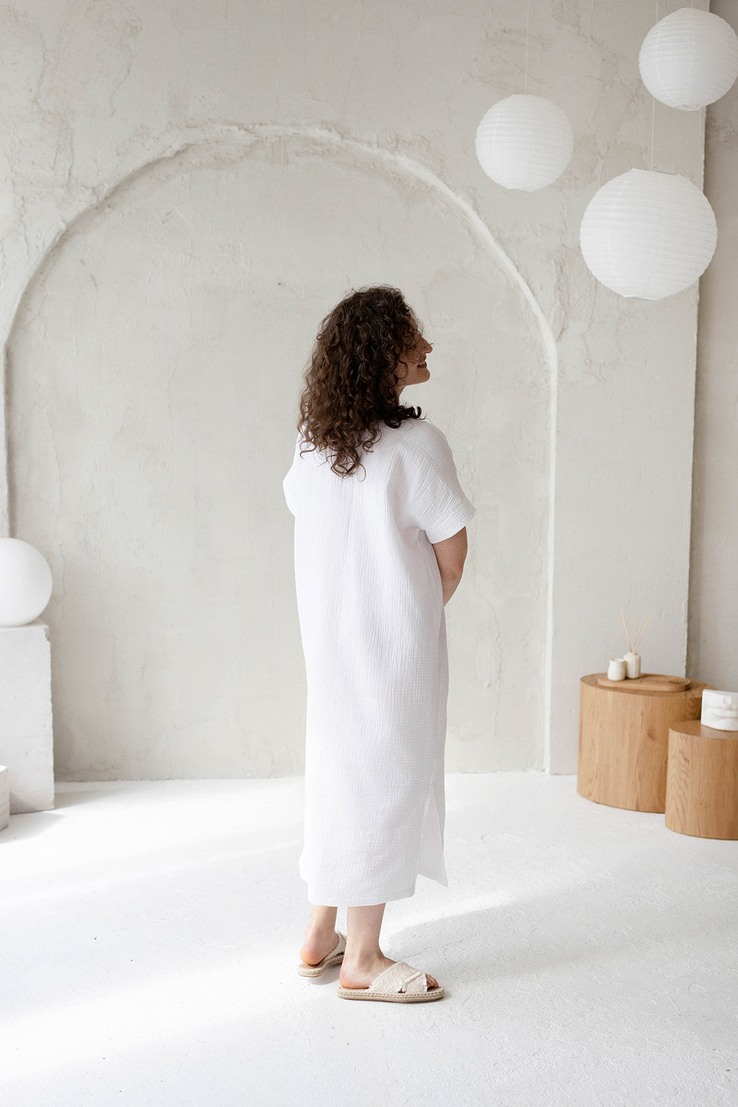 Organic cotton Kimono dress, White