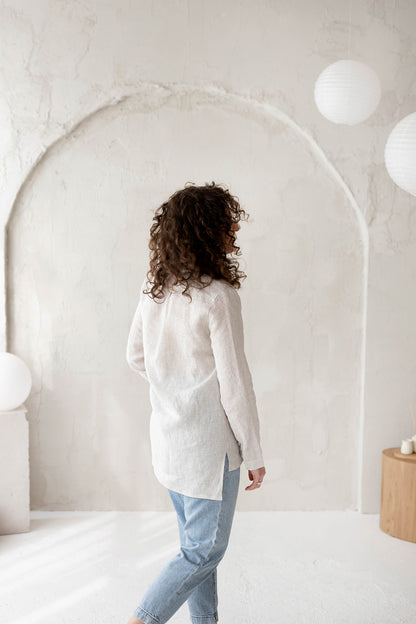 Women linen tunic shirt, Natural flax