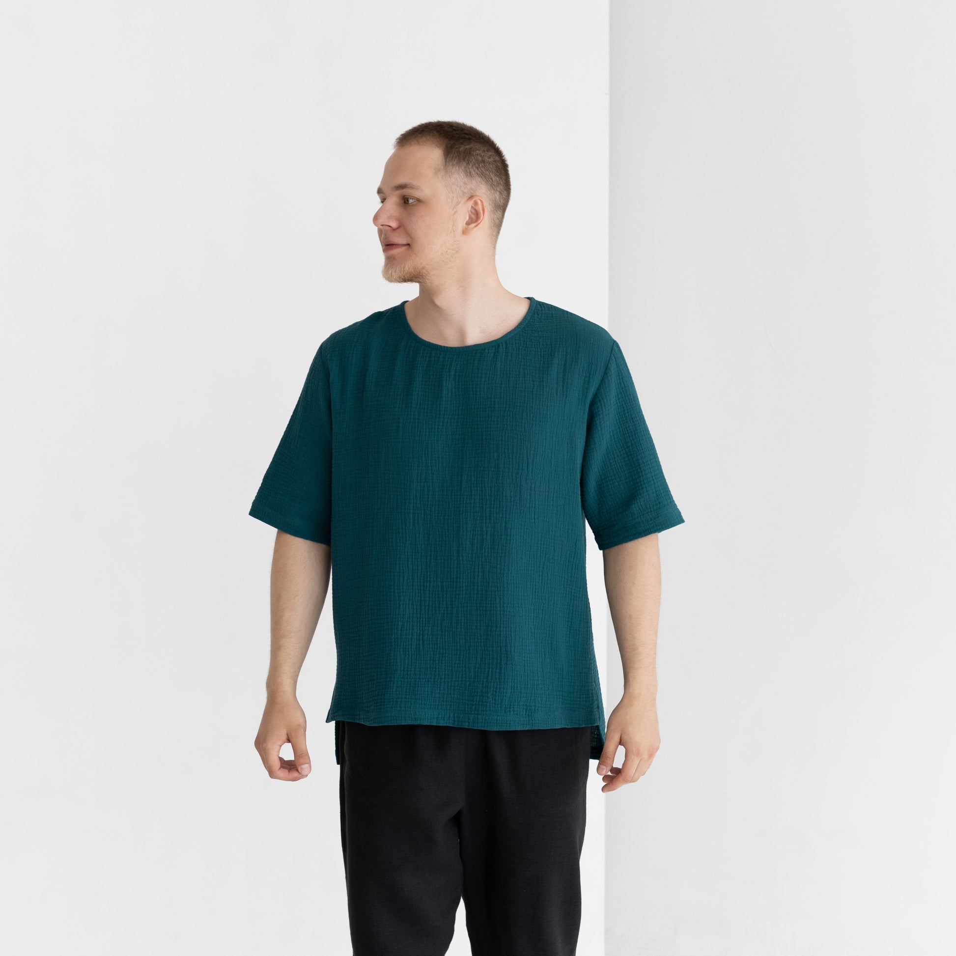 double gauze t-shirt, organic cotton tunic men