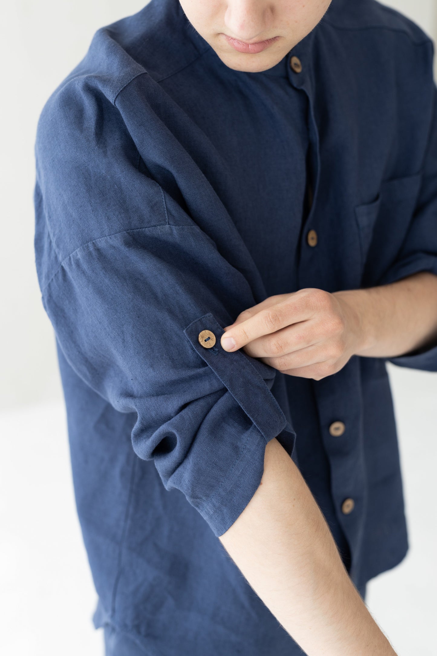 Linen Oversized Shirt & Pants set, Royal Blue, S size