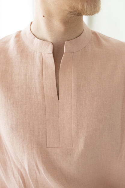 Linen Kaftan for Men Mandarin collar