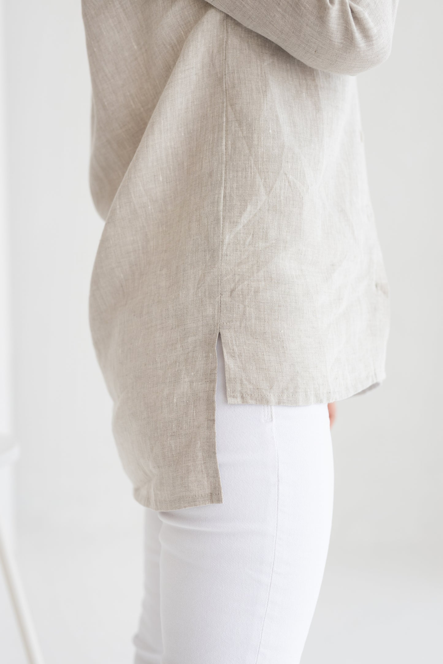 Women linen tunic shirt, Natural flax