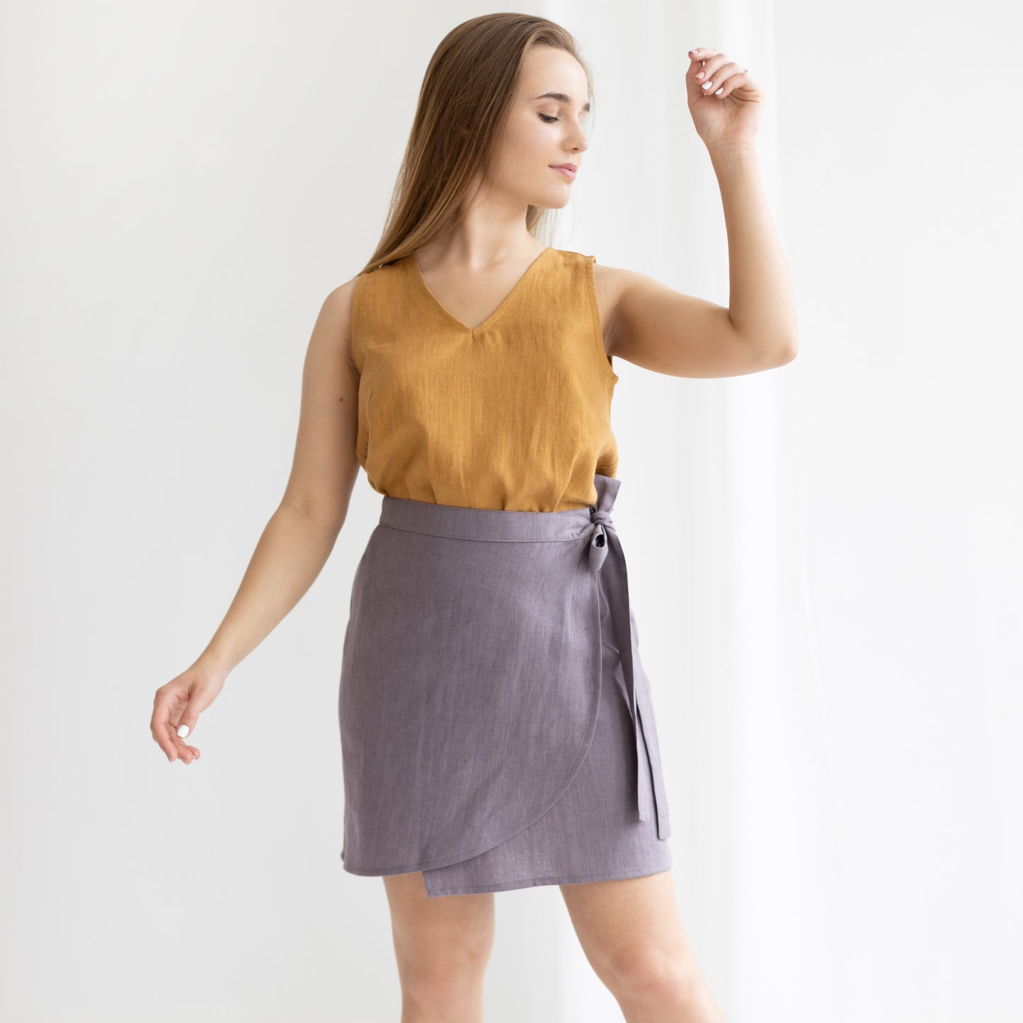 Linen skirt wrap mini