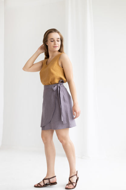 Linen Skirt Wrap Mini