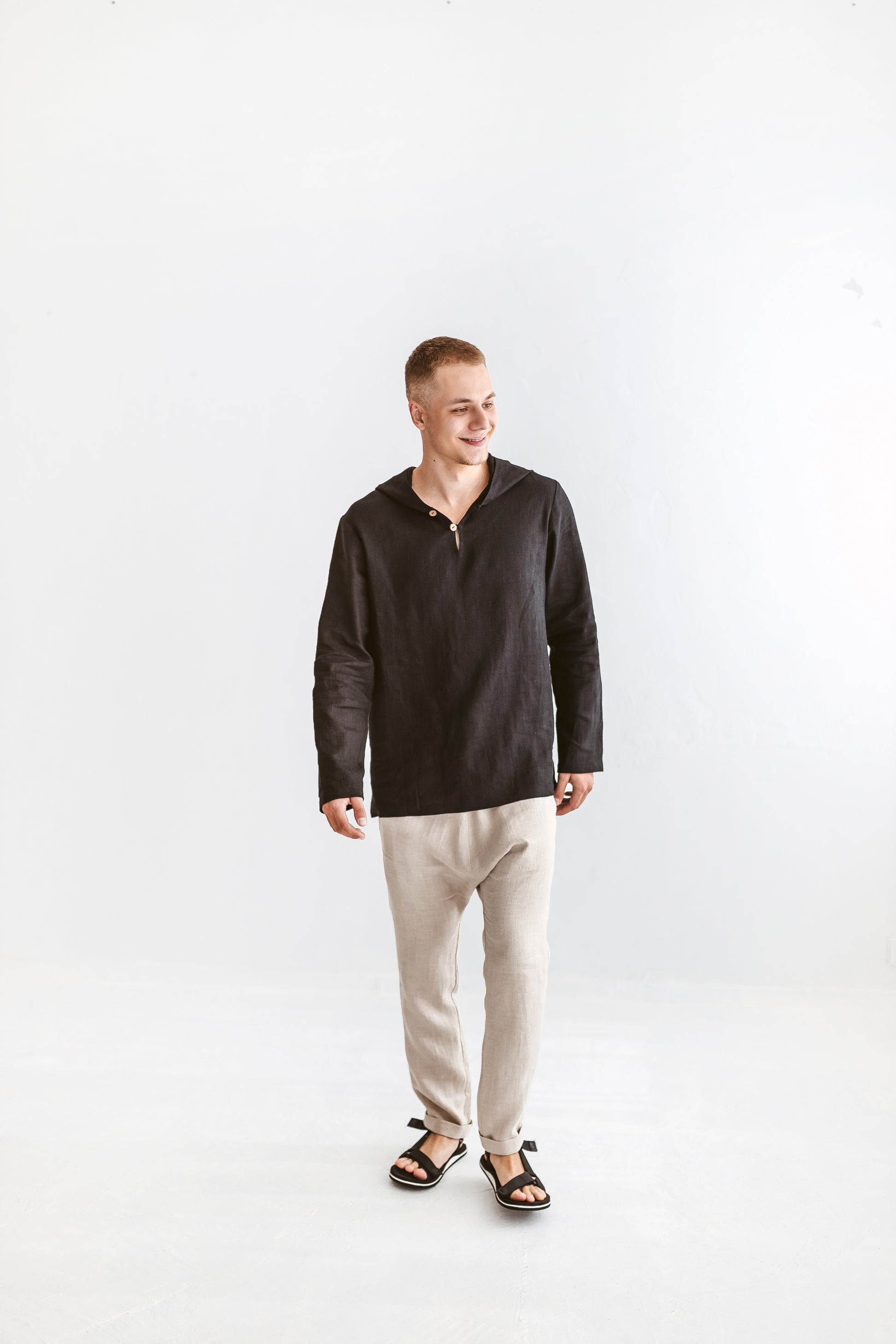 Undyed Natural Linen Unisex Harem Pants / Trousers, Relaxed Look