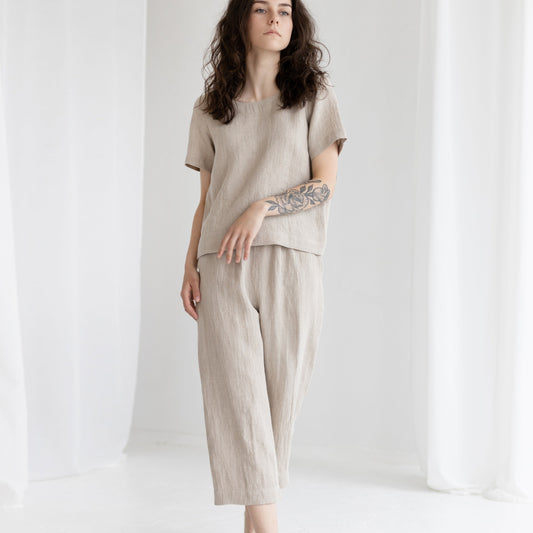 Linen two piece set Wide pants and Top