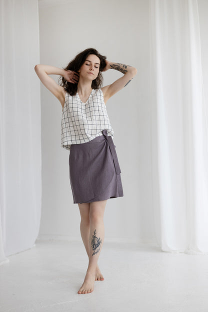 Linen Skirt Wrap Mini