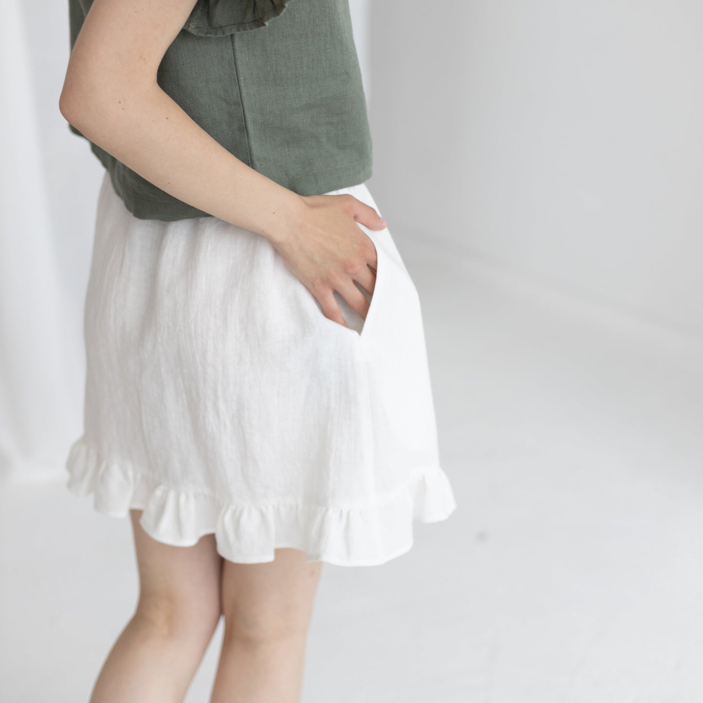 White linen skirt Ruffles Mini