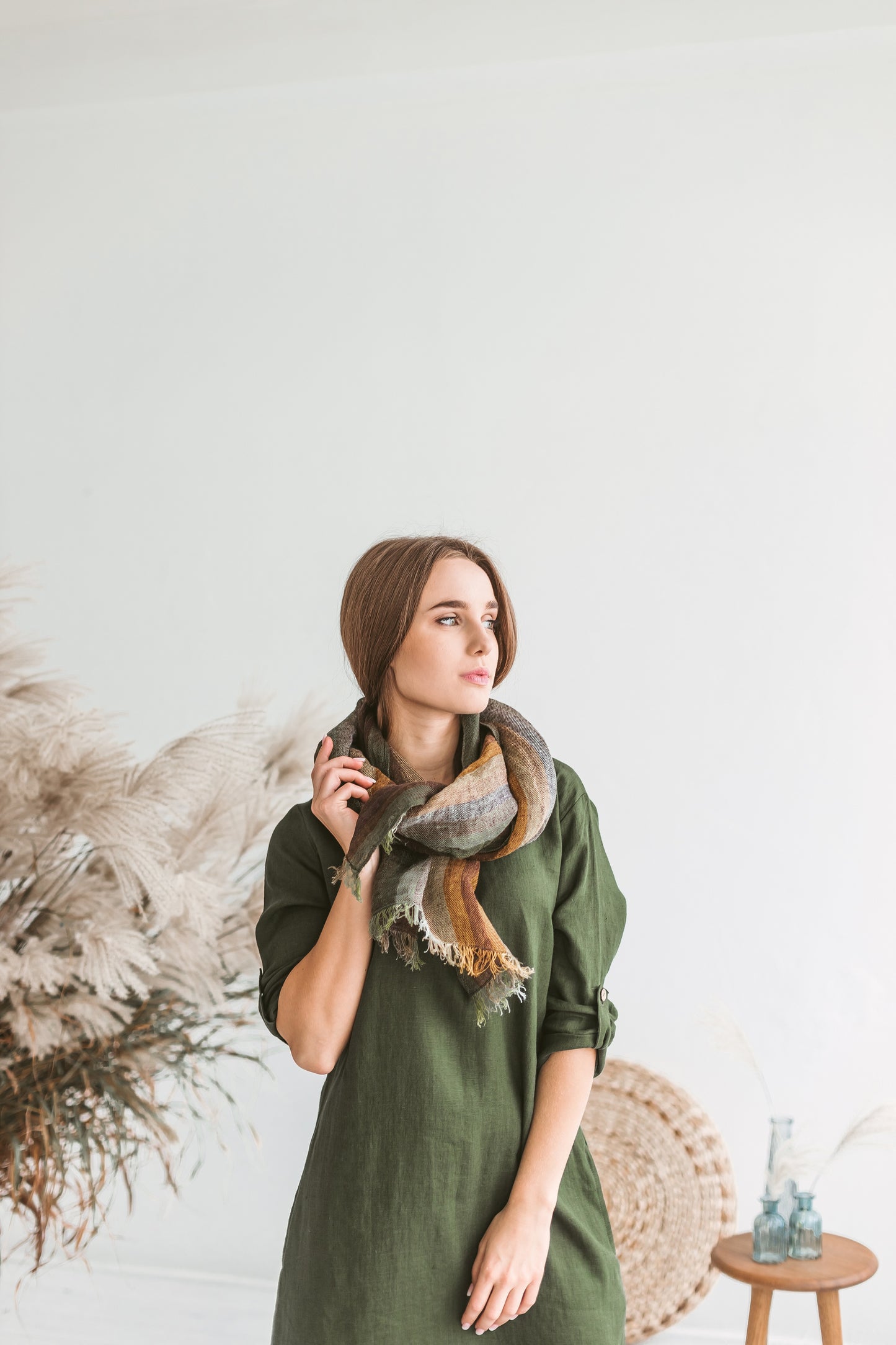 Lightweight linen scarf  EARTHY TONES