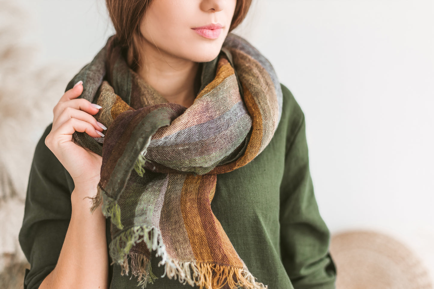 Lightweight linen scarf  EARTHY TONES