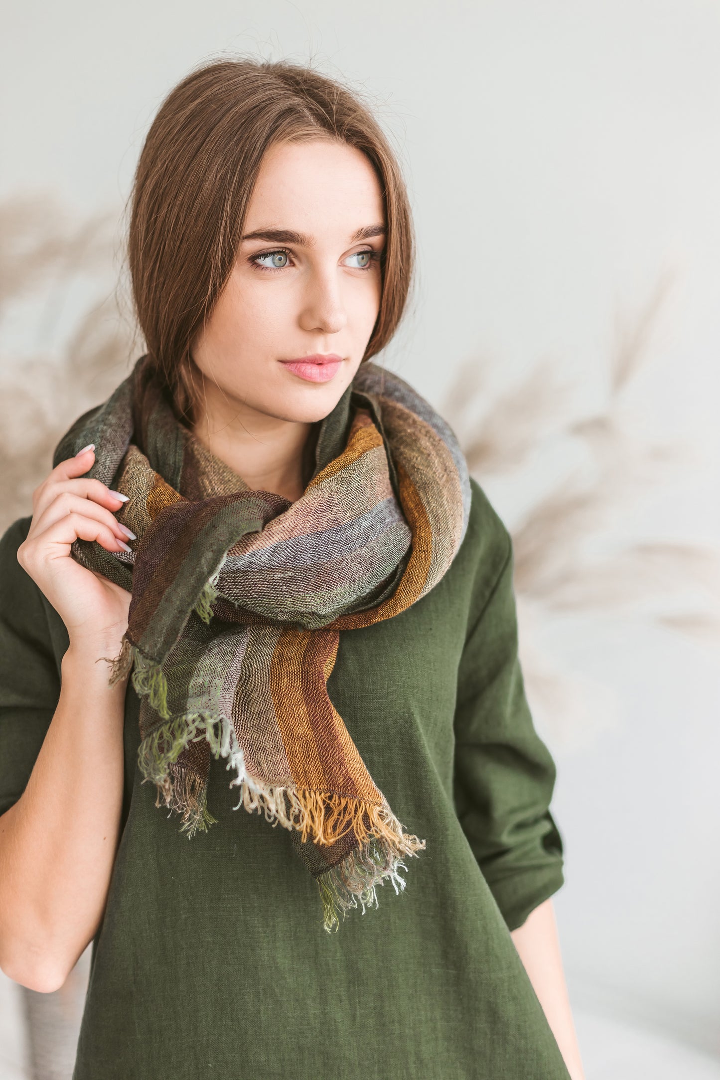 Lightweight linen scarf  EARTHY TONES