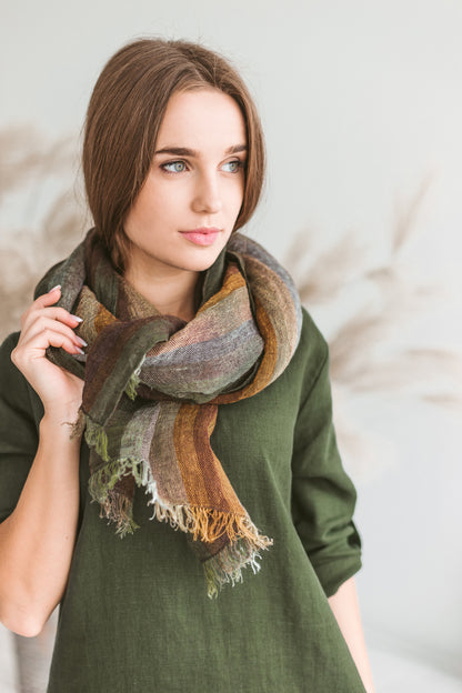 Lightweight linen scarf  EARTHY TONES