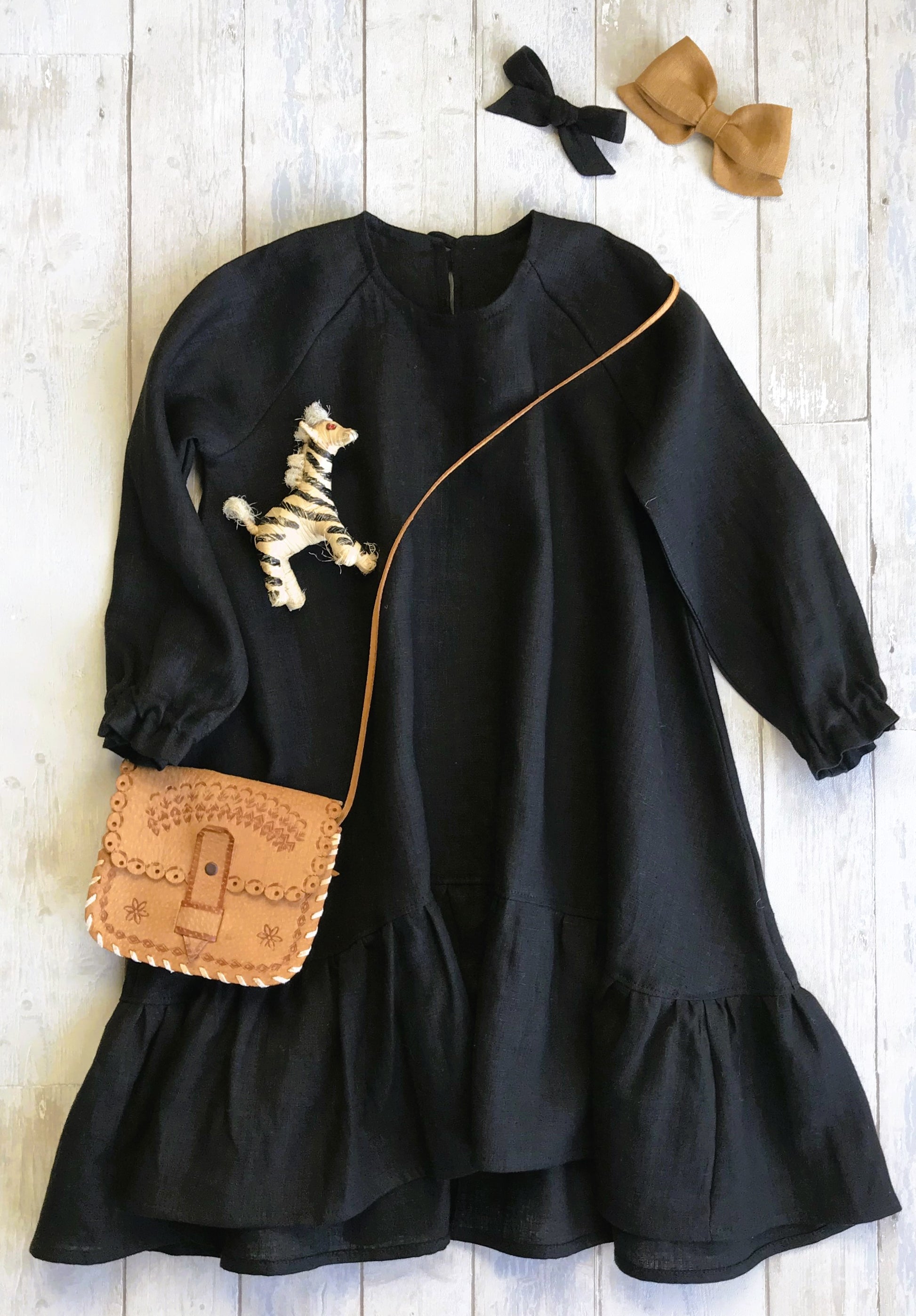 Black linen dress, Halloween dress