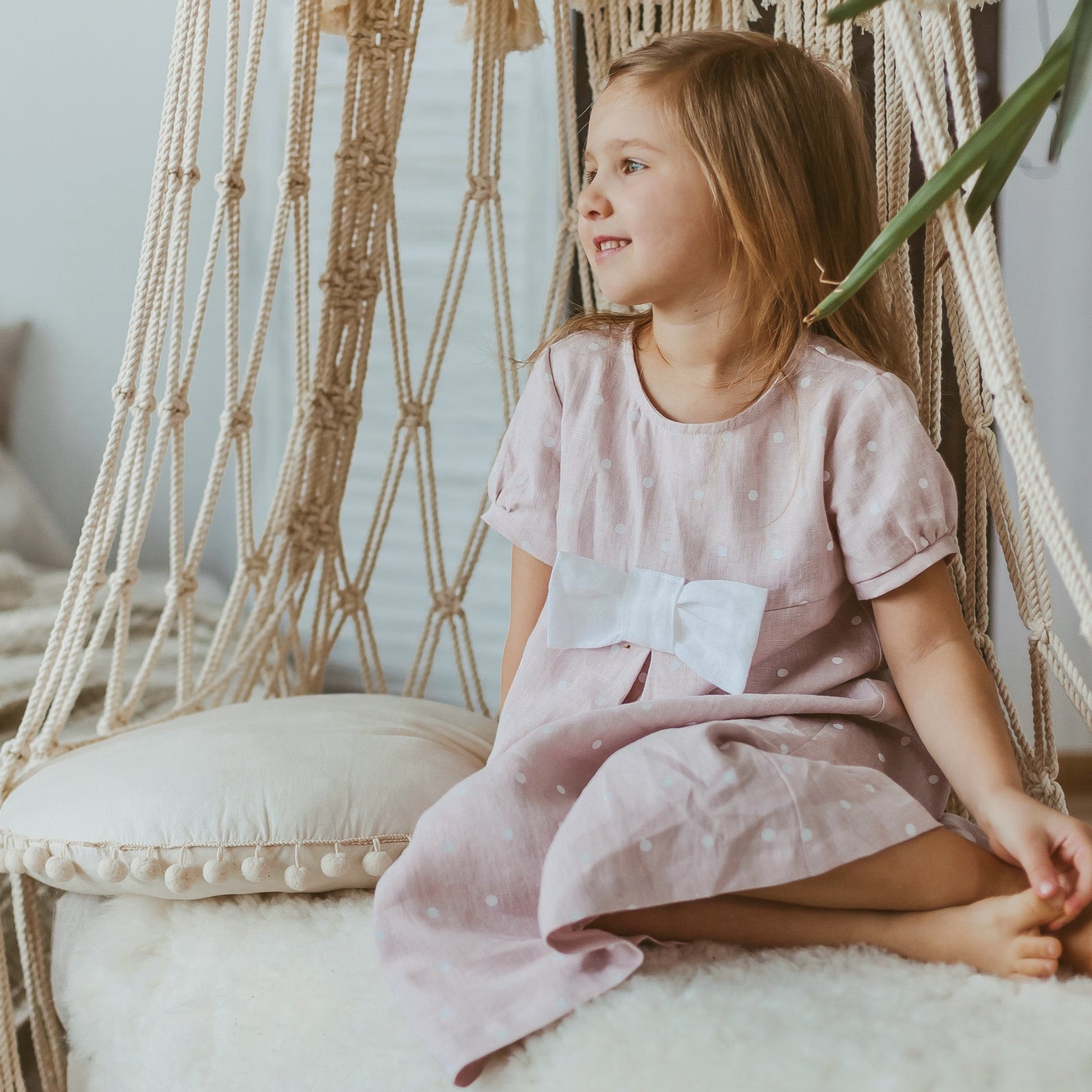 Dusty pink Bow dress girls