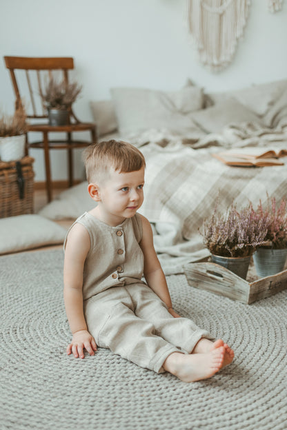 Boys linen romper, 2-7 YEARS