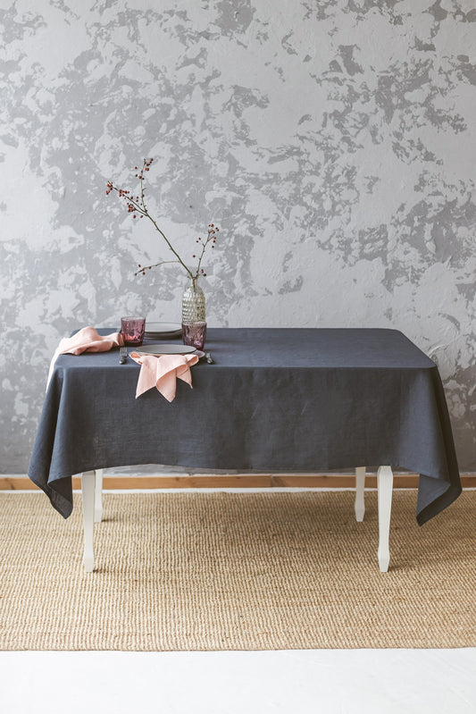 Linen tablecloth - Charcoal Blue