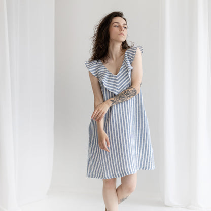 Women linen dress STRIPED