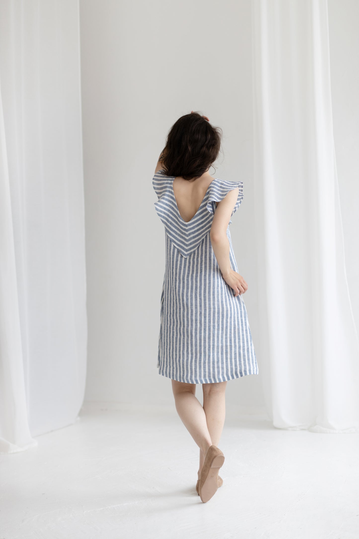 Women linen dress STRIPED