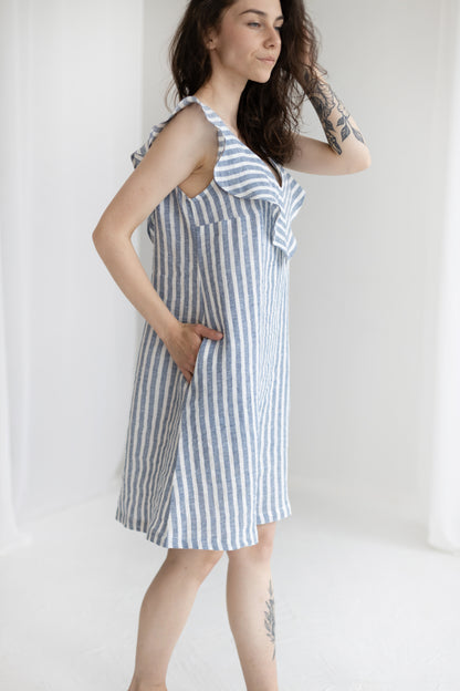 Women linen dress STRIPED