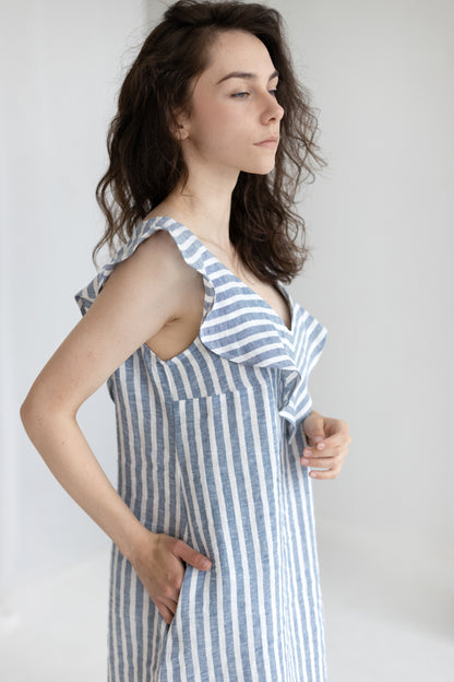 Women linen dress STRIPED