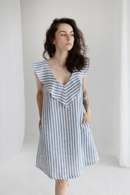 Women linen dress STRIPED