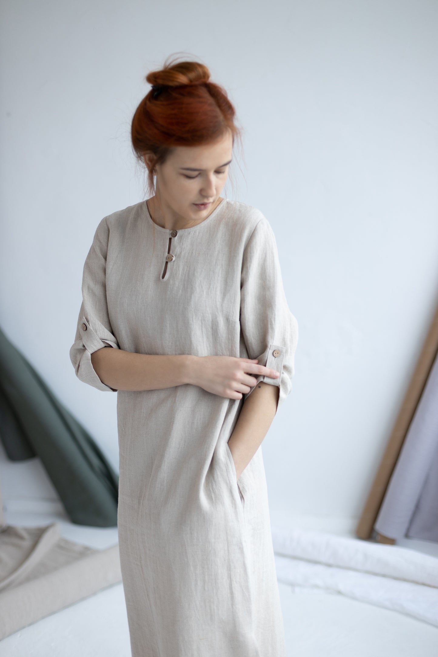 Women's maxi linen dress