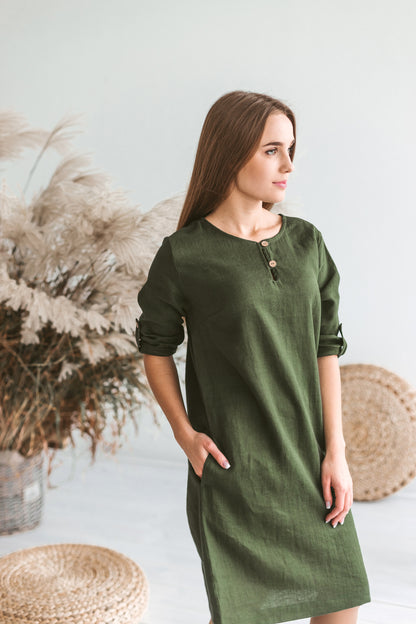 Women Linen Tunic Dress