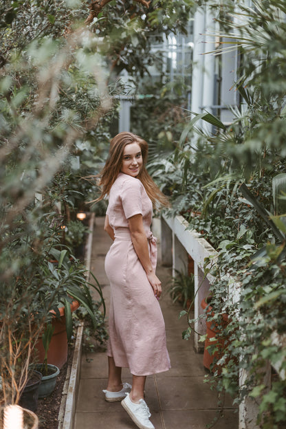 Linen wrap dress Dusty Pink