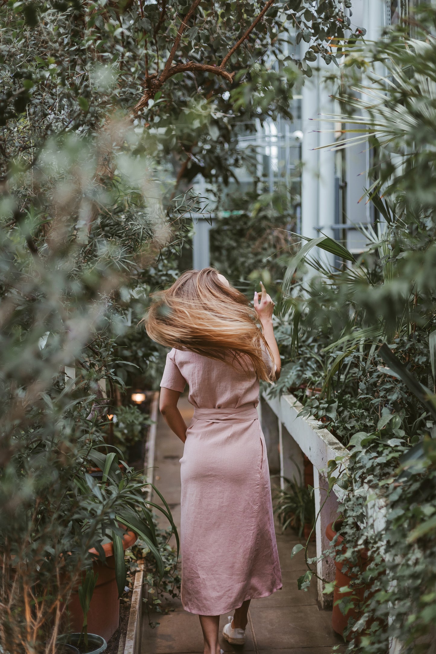 Linen wrap dress Dusty Pink